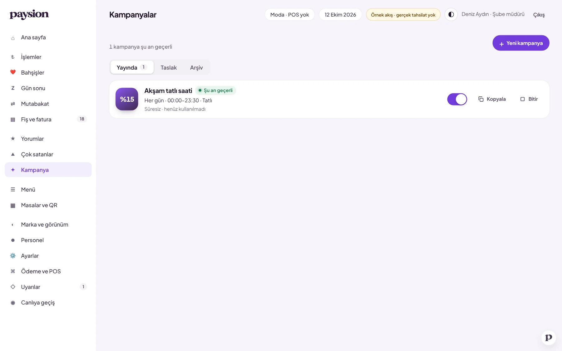 Kampanya ekranı