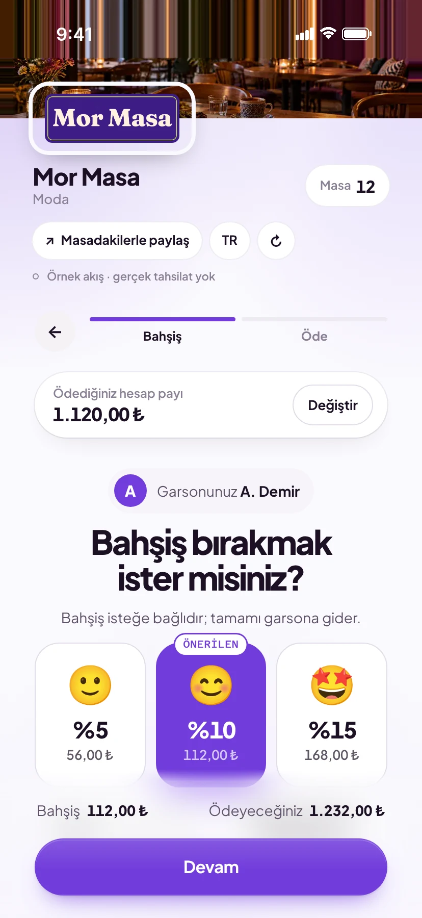 Bahşiş seçimi