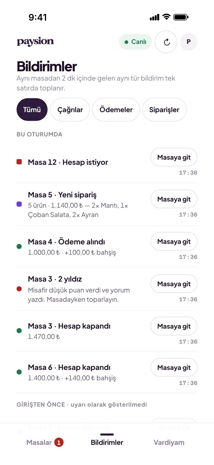 Telefona düşen bildirim