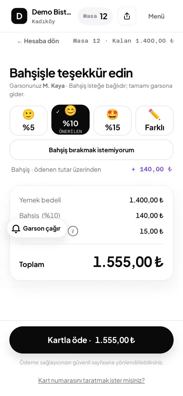 Bahşişi değiştirin ya da atlayın